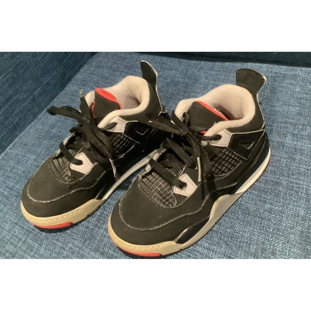 Nike Air Jordan Retro TD 4 IV Bred Black Red BQ7670-060 Toddlers Size 9C Rare